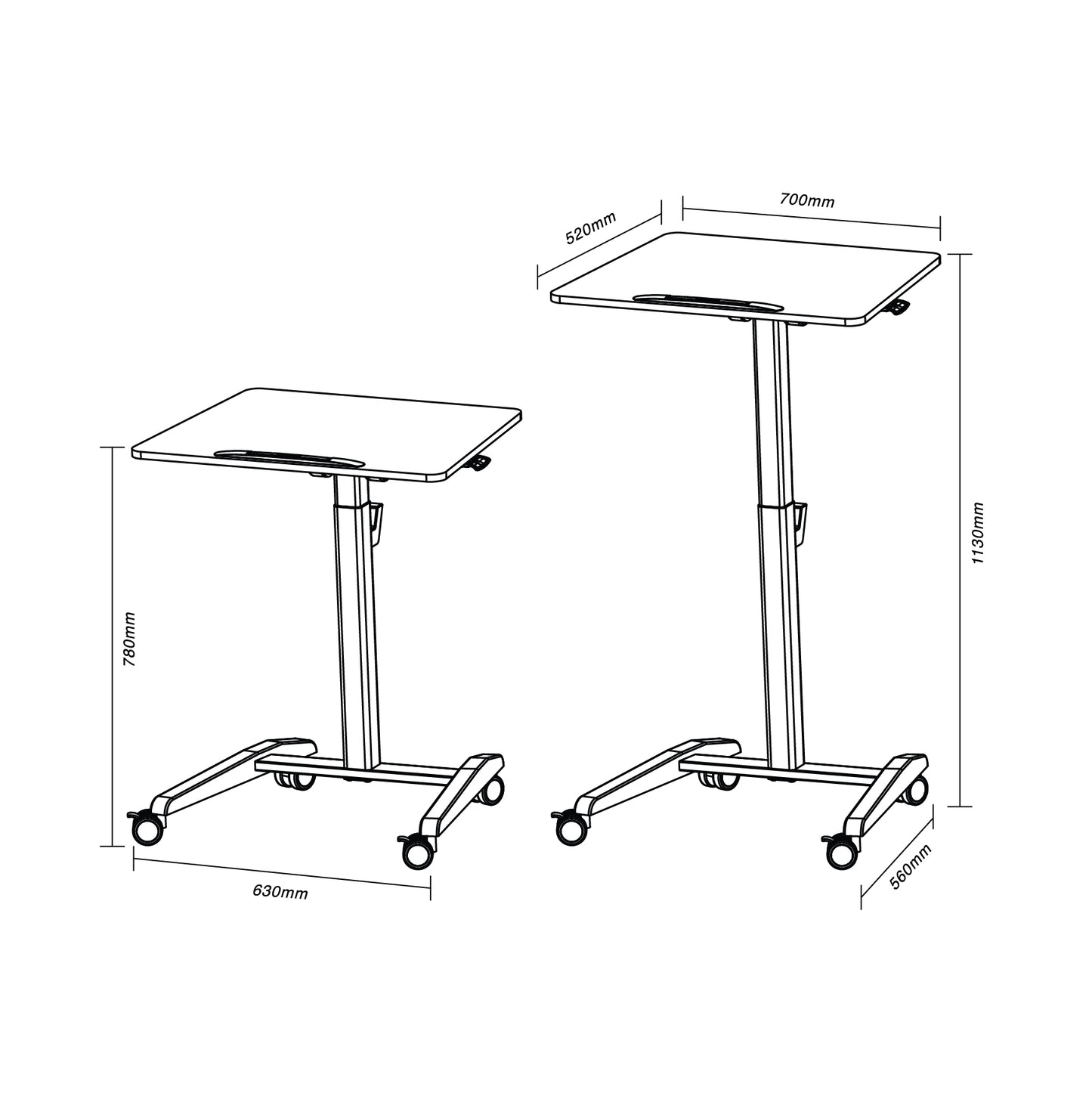 Height Adjustable Mobile Laptop Desk