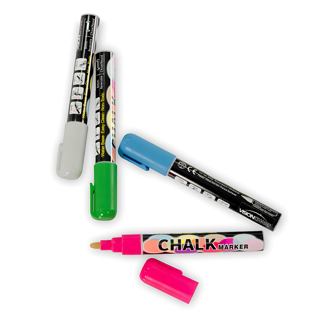 Visionchart Chalk Markers Fluoro Assorted Pack of 4