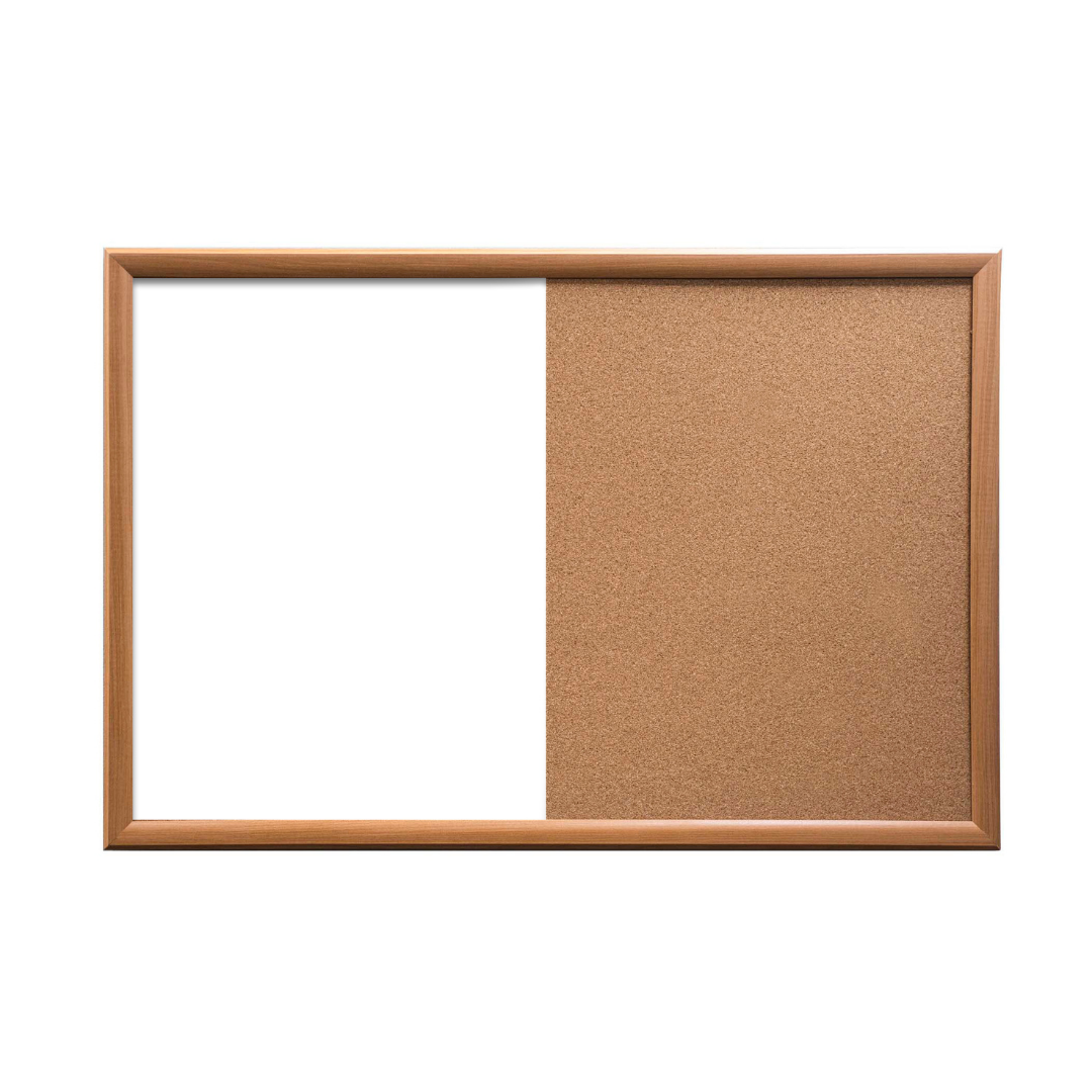 Visionchart Combo Board Magnetic Whiteboard/Corkboard Oak Style Frame