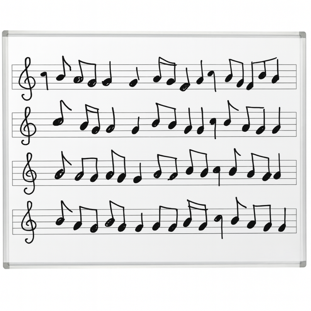 DuraWrite Music Staff Magnetic Whiteboard Standard Frame