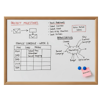 Communicate Magnetic Whiteboard Warm Oak Style Frame