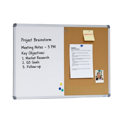 Visionchart Combo Board Magnetic Whiteboard/Corkboard Standard Frame