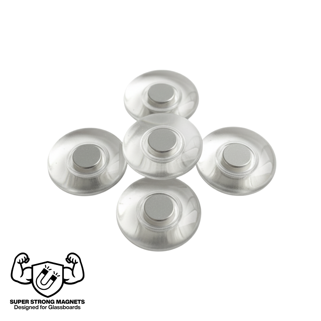 Visionchart Super Magnetic Buttons 30mm Pack of 5 Clear